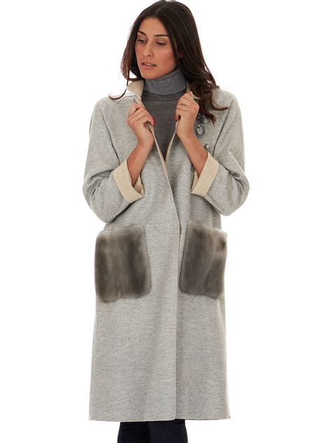 cappotto grigio con pelo burberry|Cappotto trapuntato (Grigio visone) .